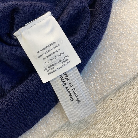 J crew blue merino wool tie cold shoulder sweater large - Picture 7 of 11